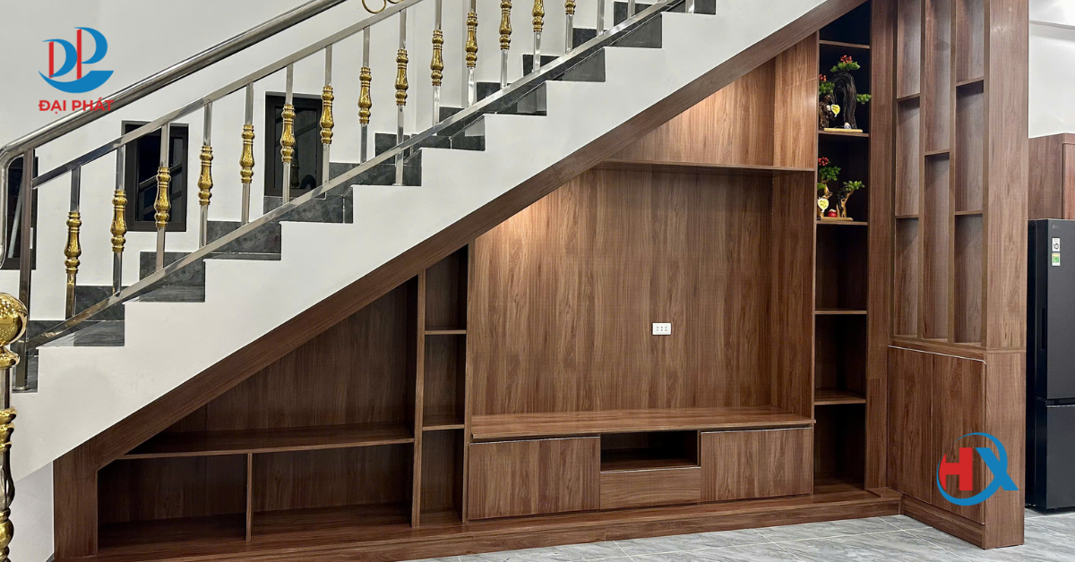 TOP 5 MẪU TỦ KỆ CẦU THANG ĐẸP – GIẢI PHÁP THÔNG MINH CHO NHÀ PHỐ HIỆN ĐẠI 2025